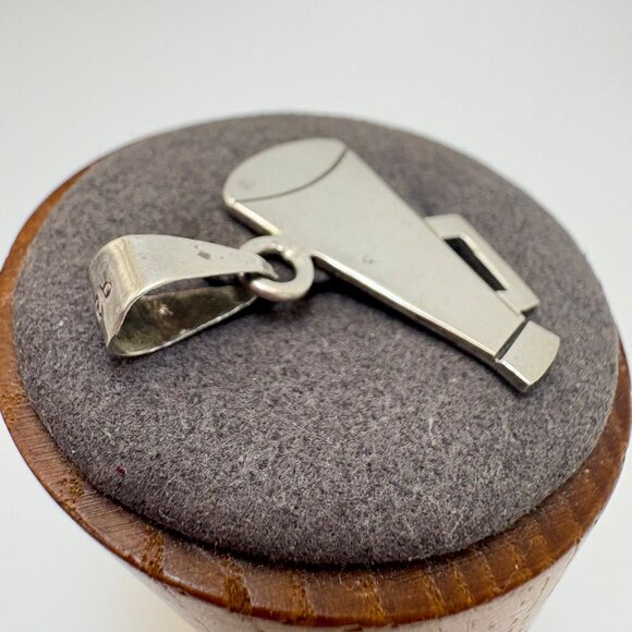 VTG Solid Sterling Silver 925 Megaphone Horn Charm Pendant Size 1" Length - Picture 2 of 11